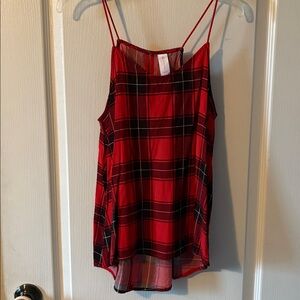 Red Plaid Sleeveless Top